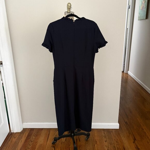 Maggy London Ruffle Short Sleeve Pocket Sheath Dress office Chic 12 - Picture 2 of 9